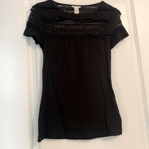 Black tee with lace top